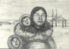 Ahgupuk card of Eskimo lady and her children